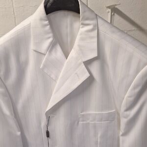 Elegant White Pinstripe Men's Blazer